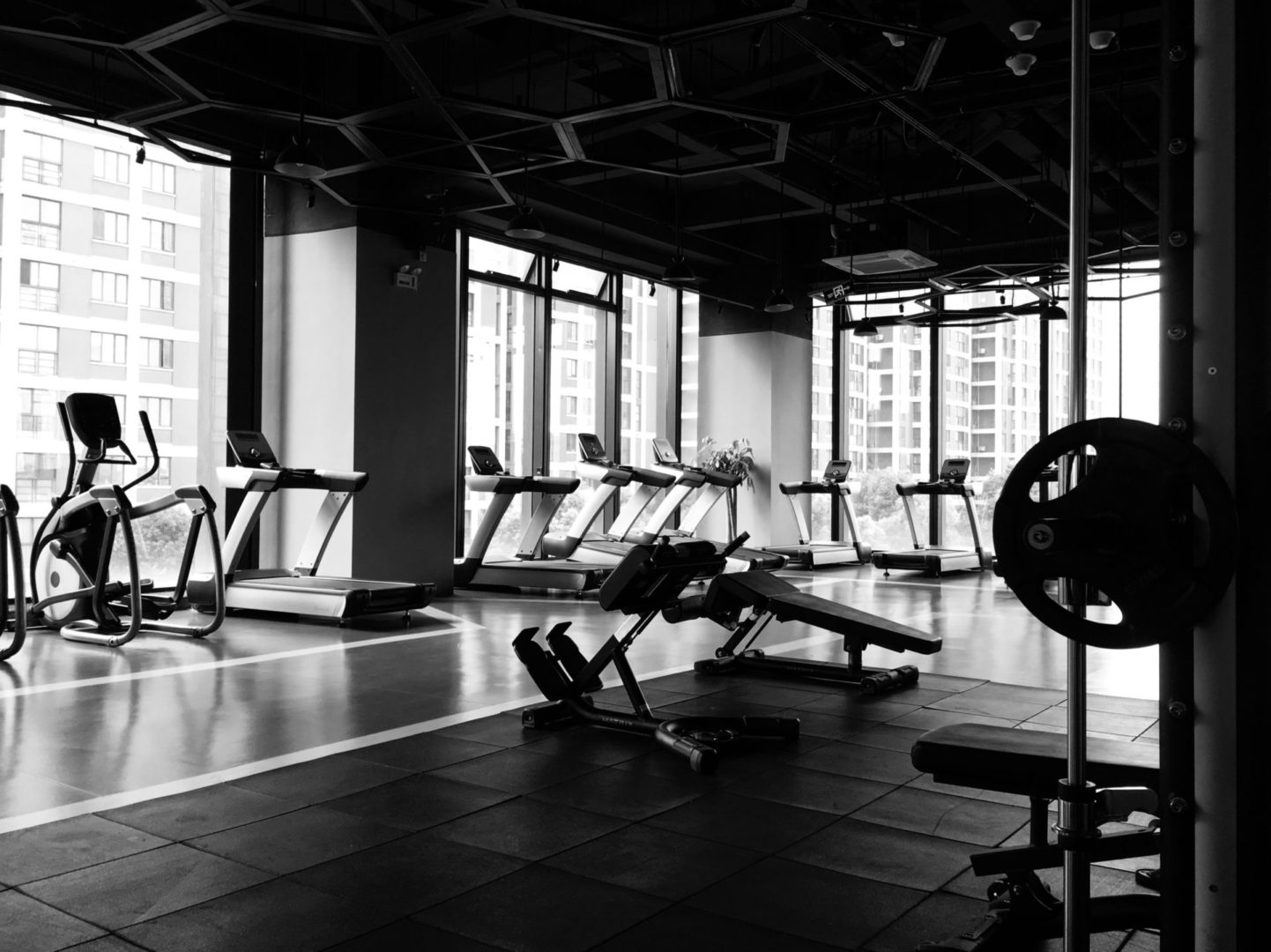 black and white gym